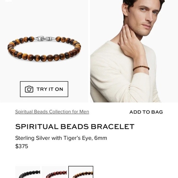 David Yurman Men’s Red Tiger Eye Sterling Silver Bracelet - Picture 5 of 6